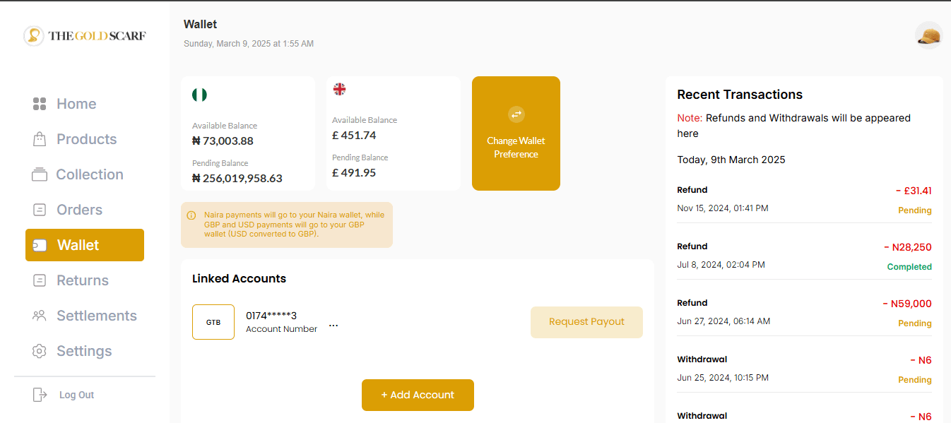 Cover Image for Managing Your Brand Finances with TheGoldScarf Wallet Feature